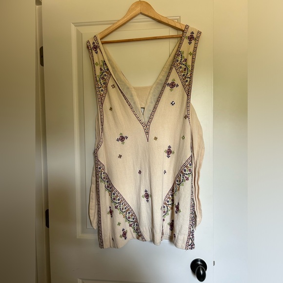 Free People Never Been Beige Embroidered Mini Dress - Picture 4 of 5